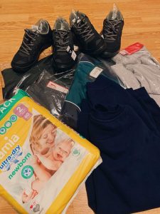 Shoes, diapers, and warm clothing