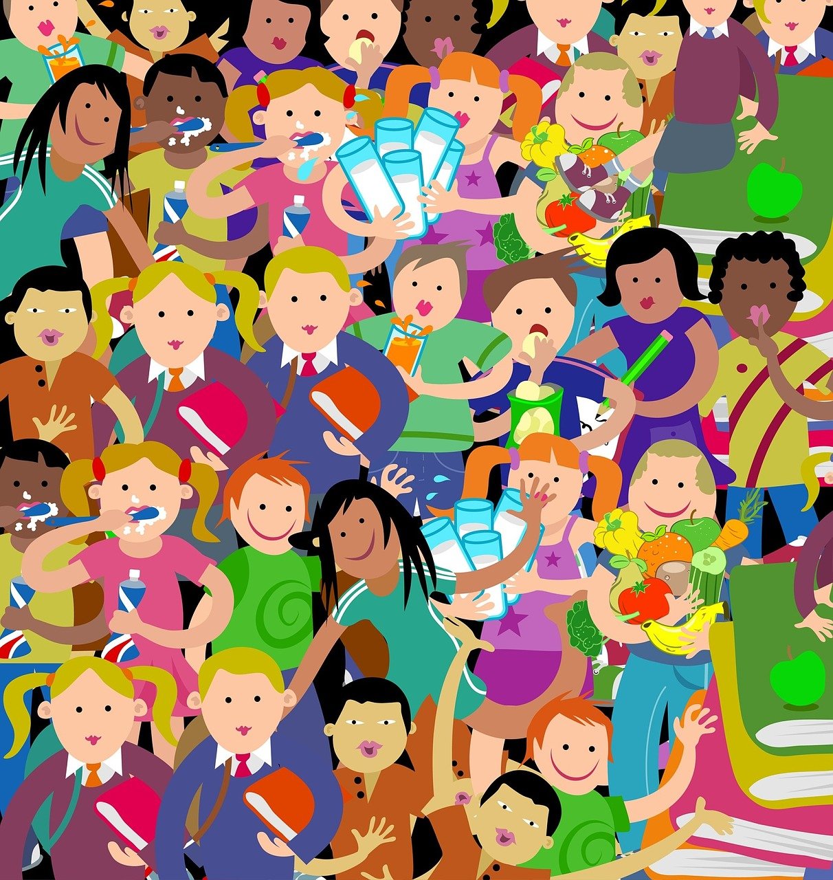 A colorful collection of cartoon kids