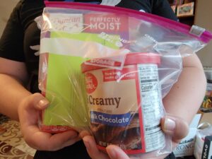 cake mix and frosting in a plastic bag